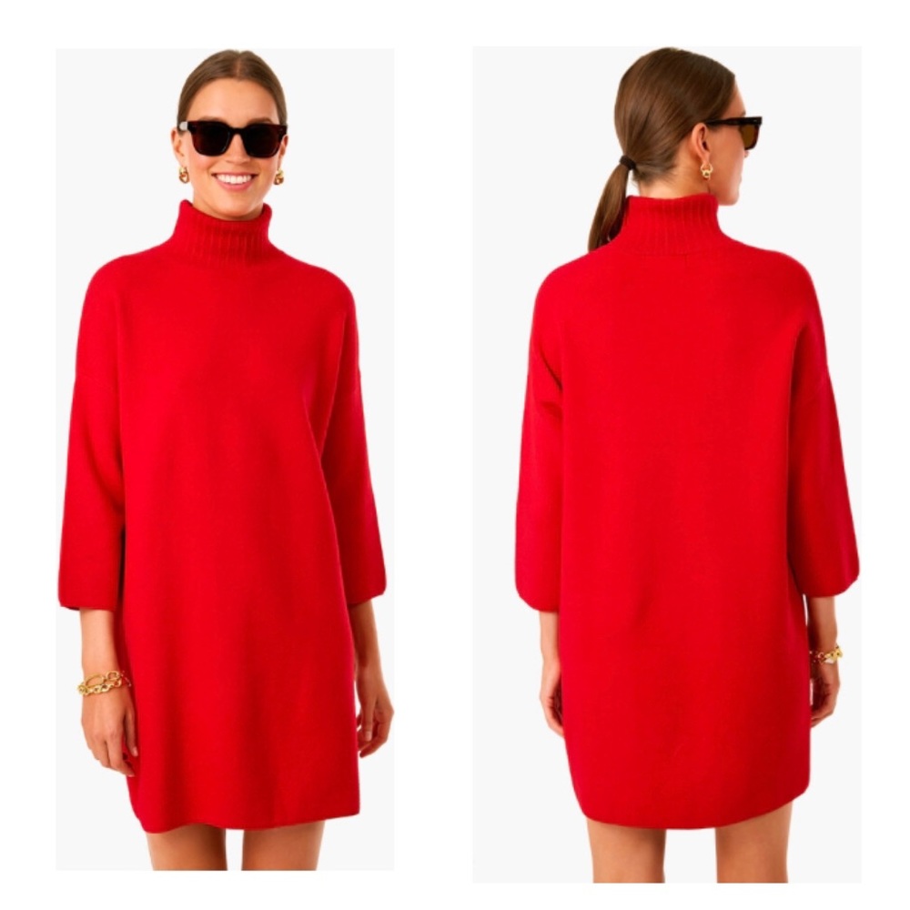 Pomander Place Tuckernuck Women's Red Vivianne Dress Turtleneck Mini MSRP $128 - Picture 2 of 16
